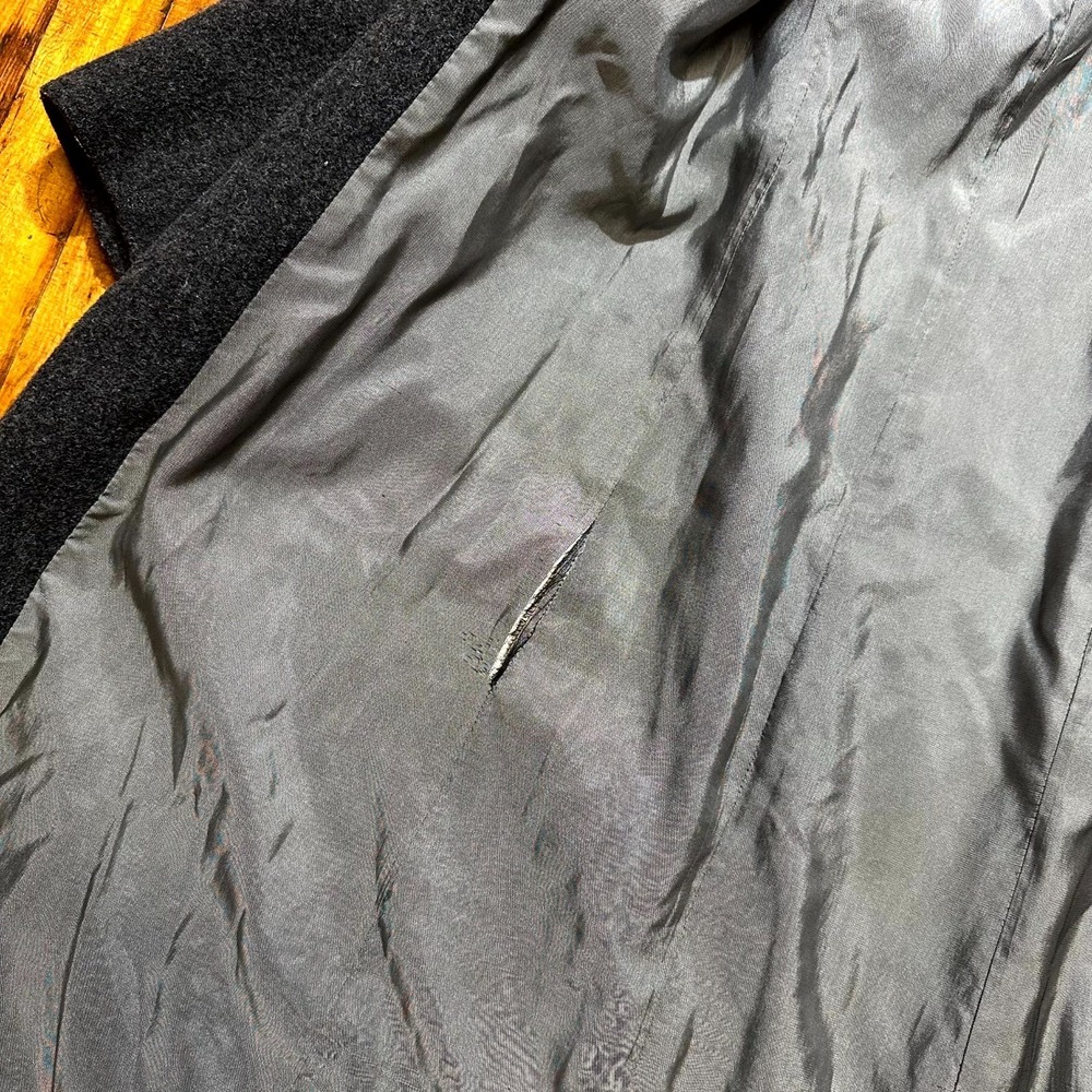 Larry Levine Long Coat Women's Size 6 Black Wool Long Sleeve Hooded Asymmetrical - Picture 4 of 12